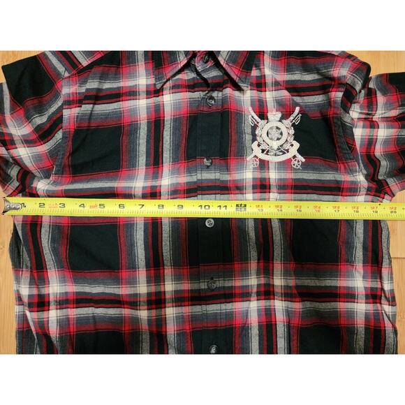 Ralph Lauren Sport Shirt Womens 12 Red Plaid Embroider Crest Flannel Classic Fit - Picture 10 of 11